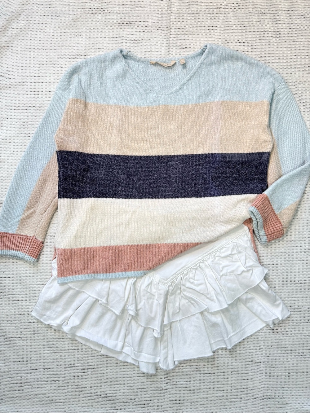 Soft Surroundings Sweater Women’s Small Colorblock Pastel Relaxed Casual Knit